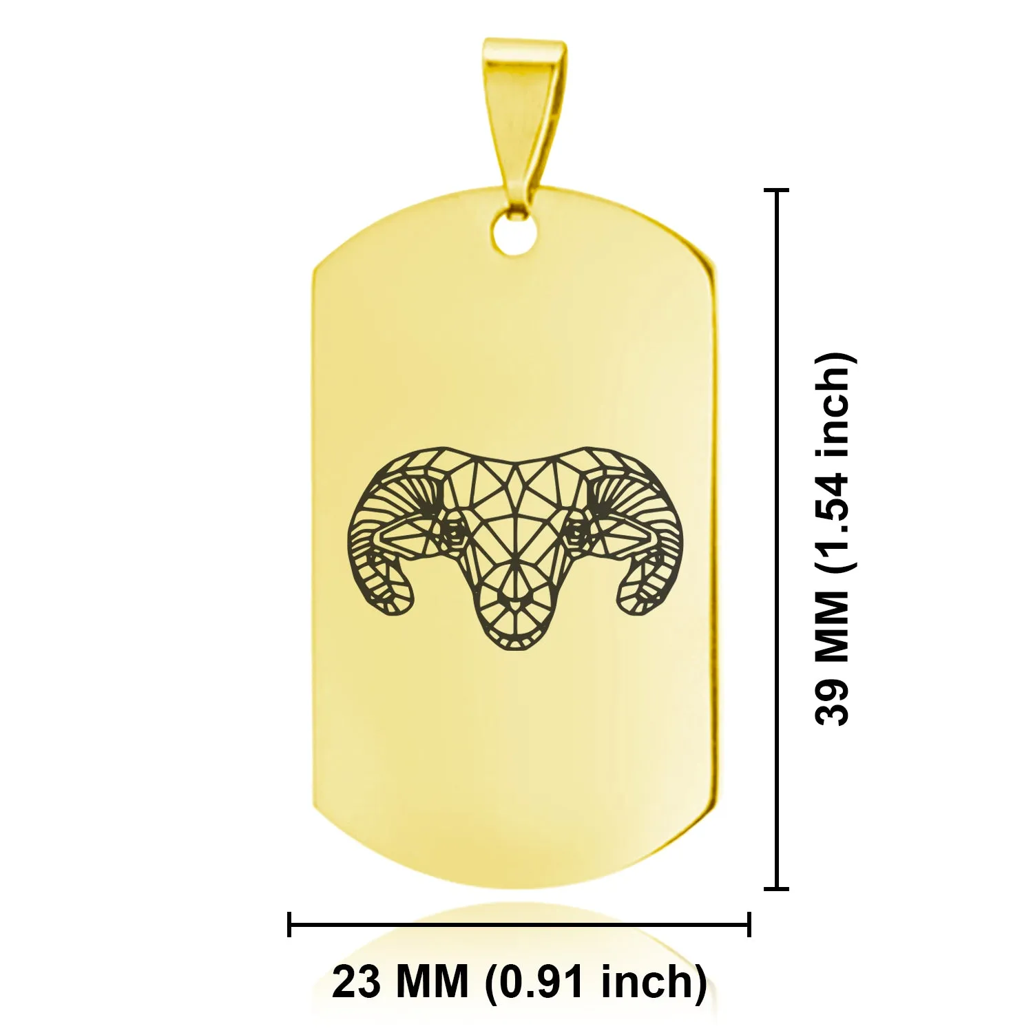 Stainless Steel Geometric Polygon Ram Dog Tag Keychain