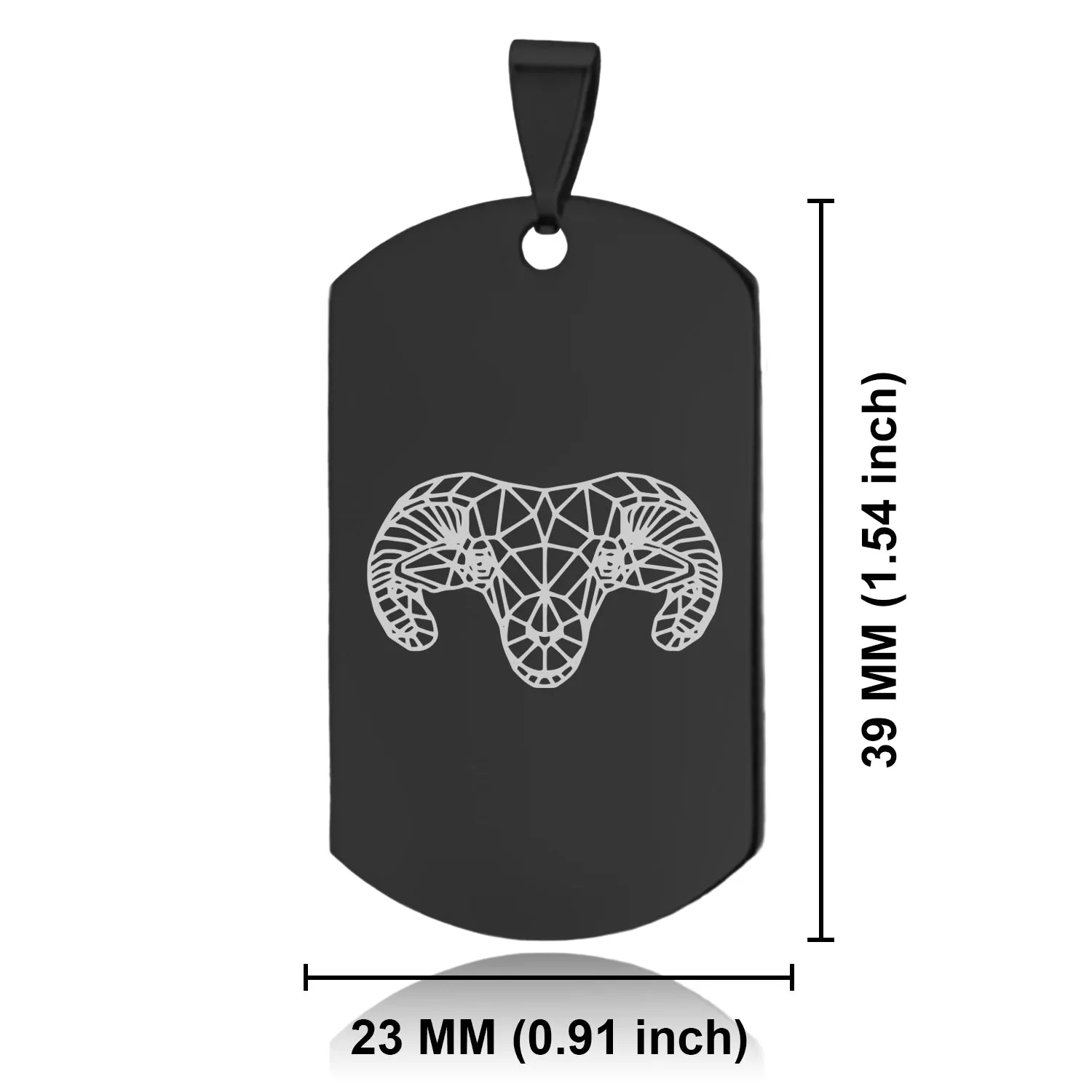 Stainless Steel Geometric Polygon Ram Dog Tag Keychain