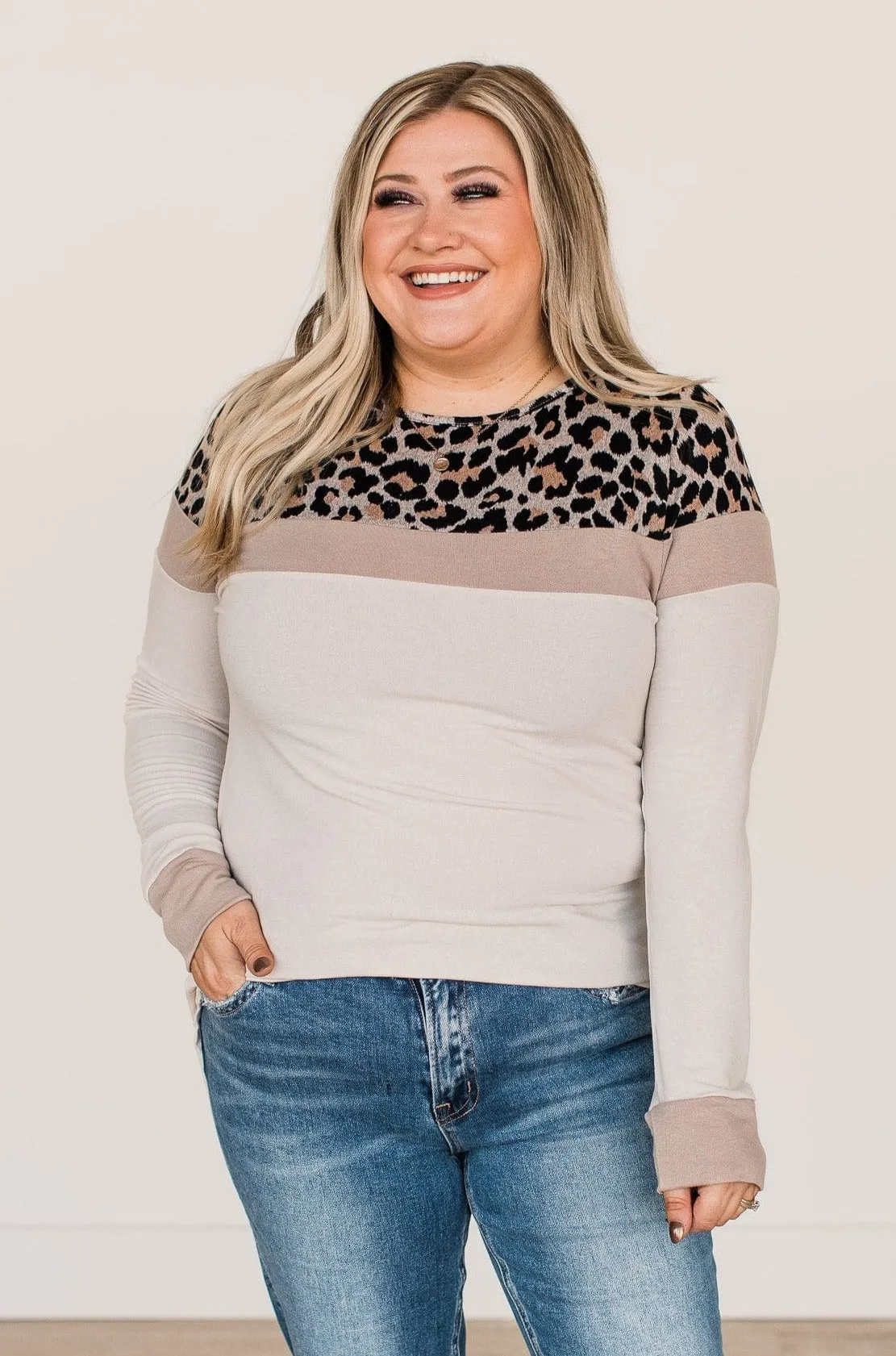 Staying Fierce Color Block Top- Beige & Mocha