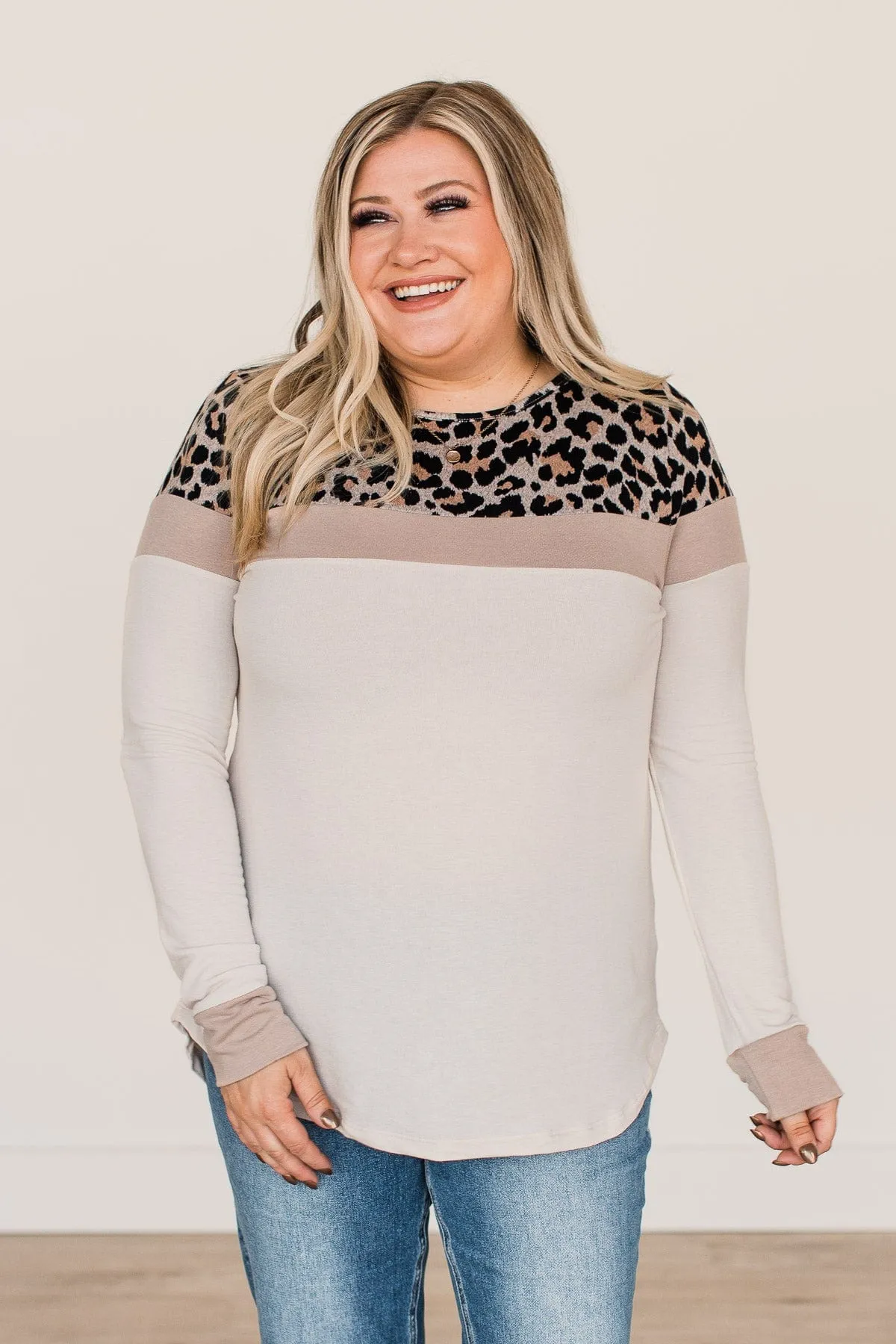 Staying Fierce Color Block Top- Beige & Mocha