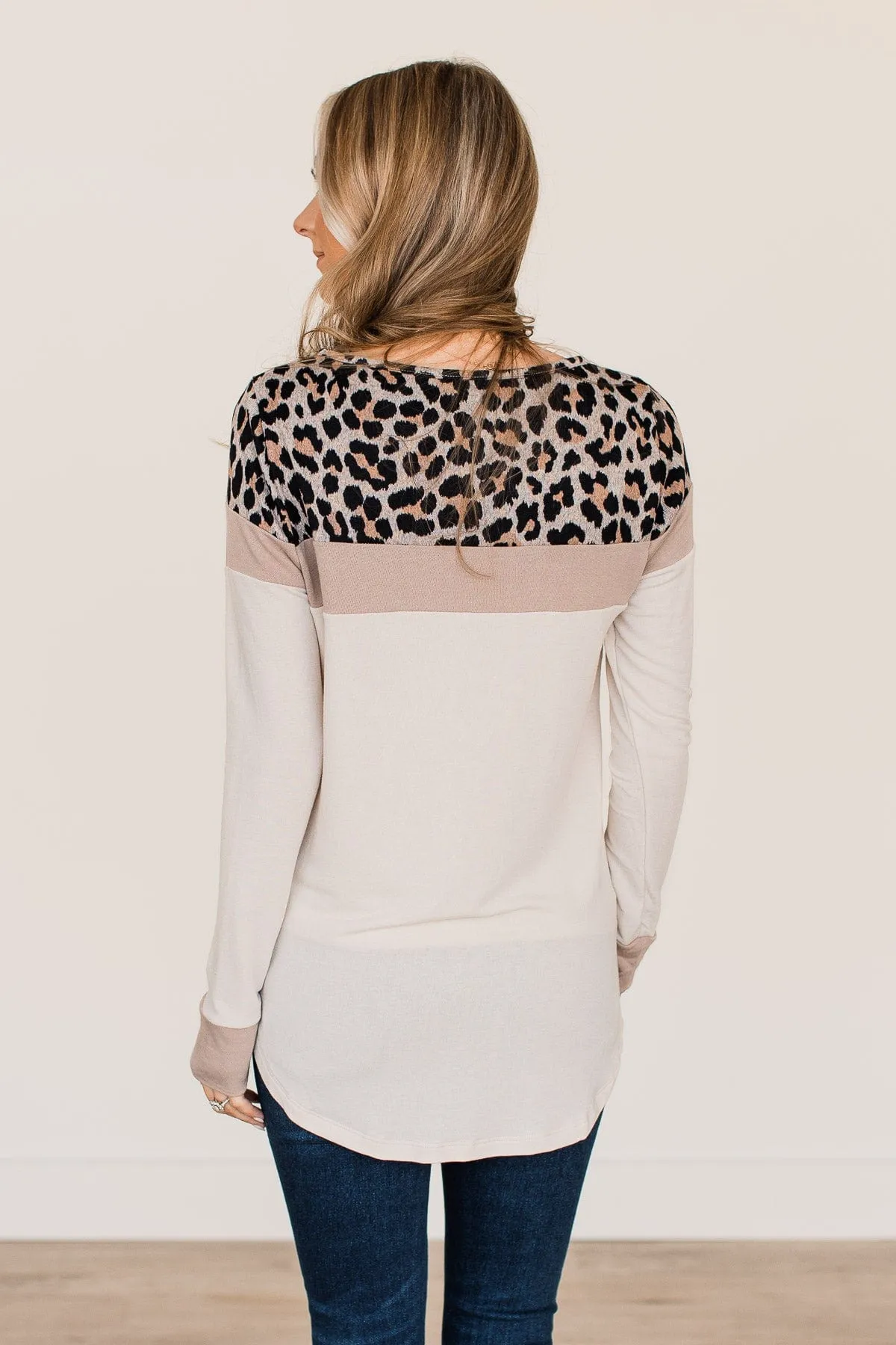 Staying Fierce Color Block Top- Beige & Mocha