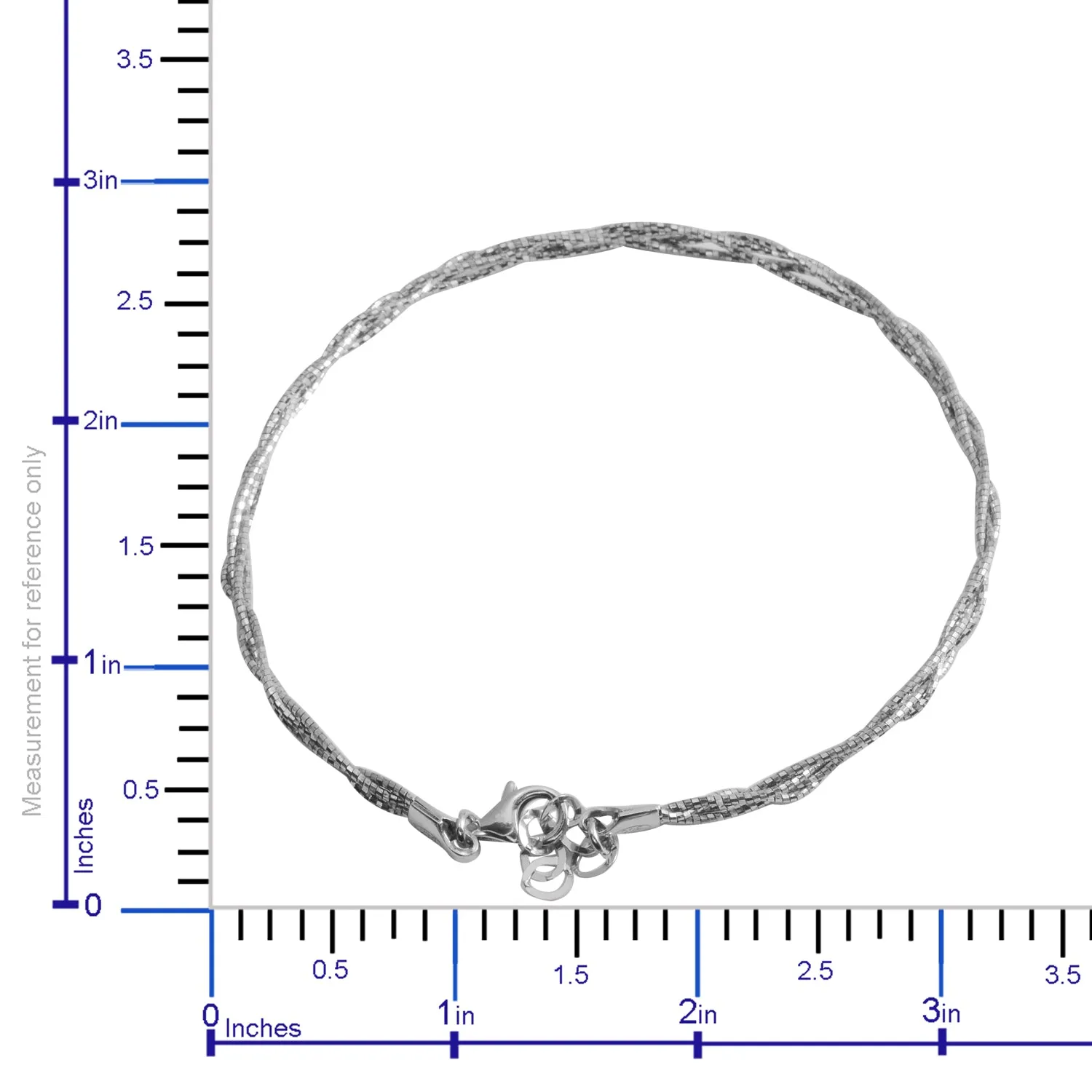 Sterling Silver Sparkle Braided Bracelet (7.50 - 8.50 in)
