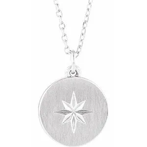 Sterling Silver Starburst Disc 16-18" Necklace