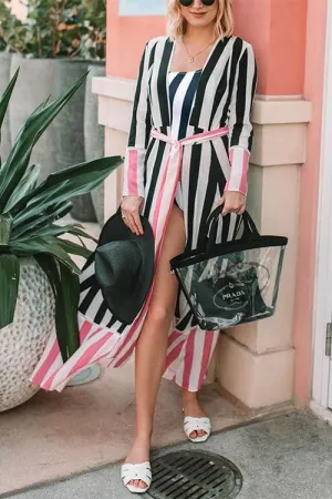Stripe Color Block One-piece Swimwears
