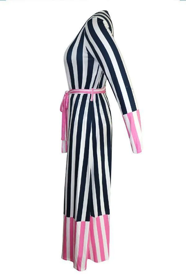 Stripe Color Block One-piece Swimwears