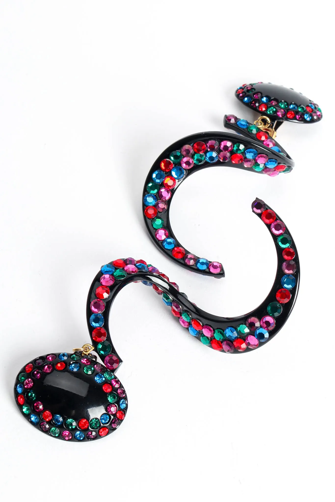 Swirl Colored Rhinestone Drop Earrings
