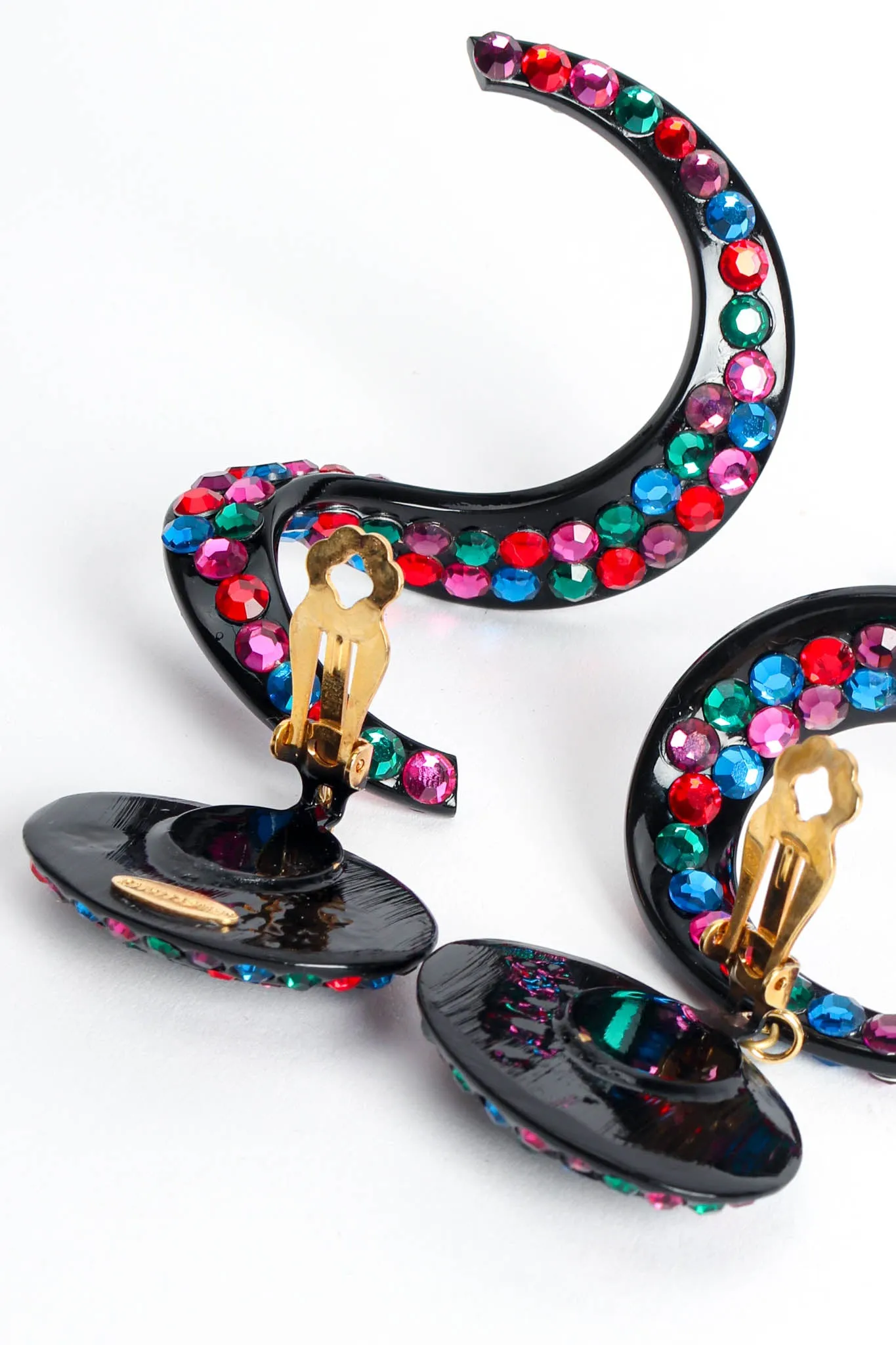 Swirl Colored Rhinestone Drop Earrings