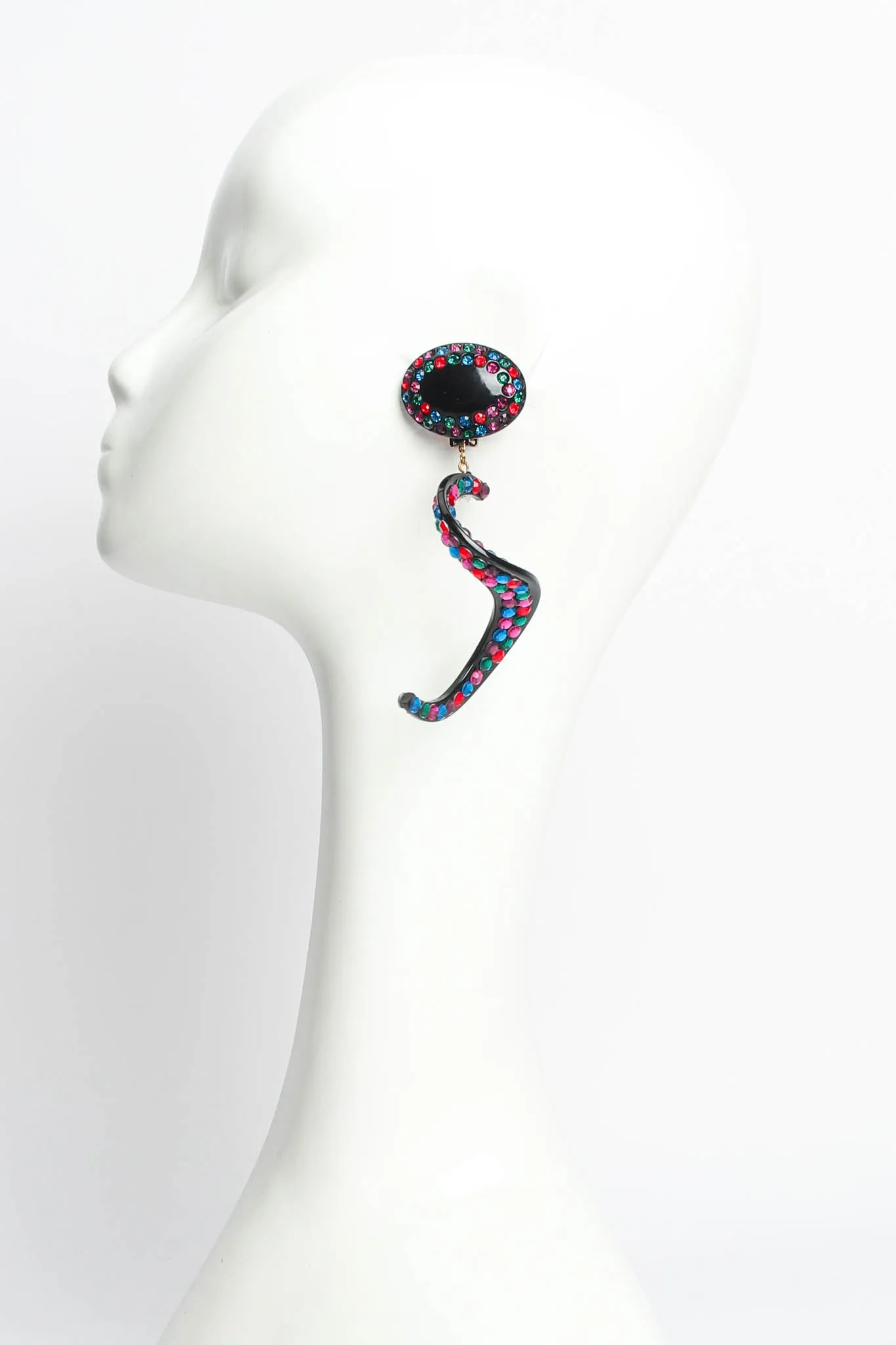 Swirl Colored Rhinestone Drop Earrings