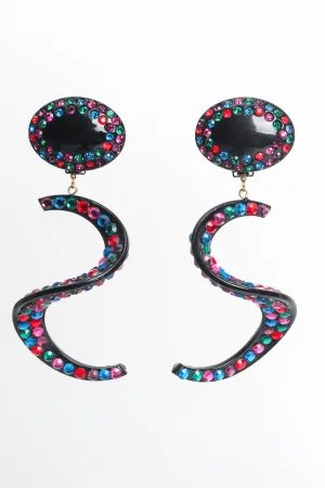 Swirl Colored Rhinestone Drop Earrings