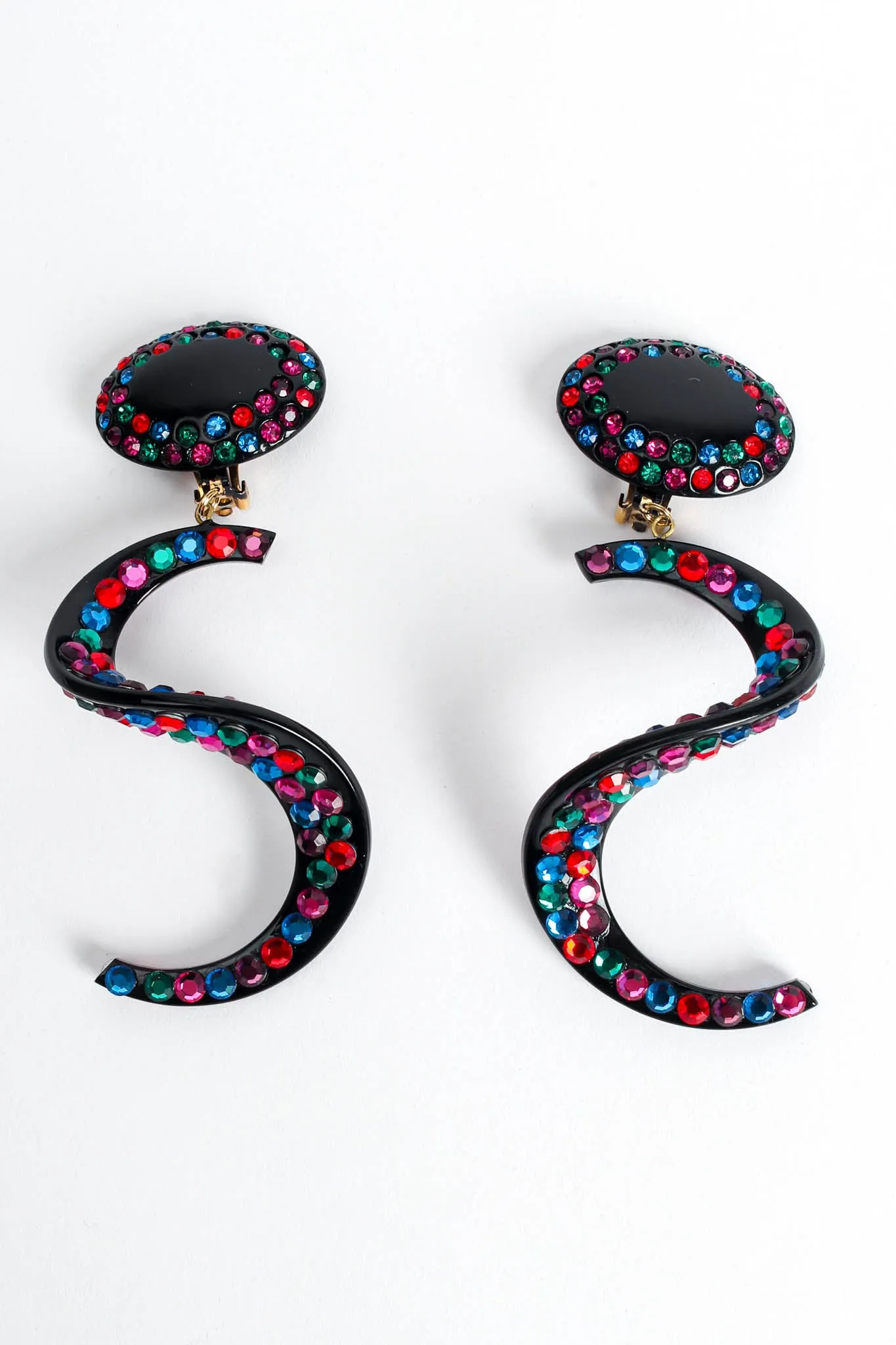 Swirl Colored Rhinestone Drop Earrings
