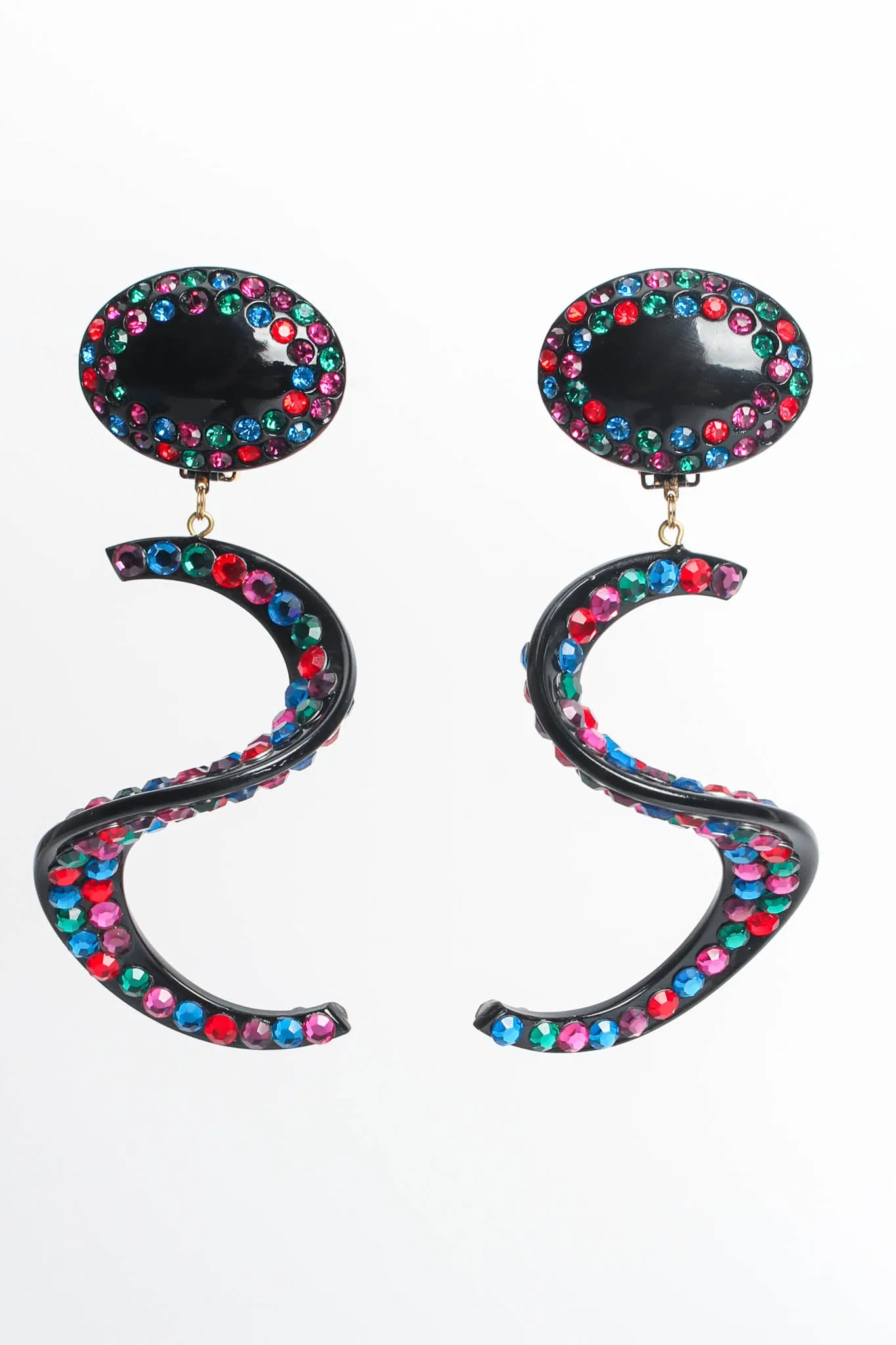 Swirl Colored Rhinestone Drop Earrings