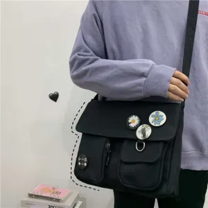 themeisles New Japanese High School Girls Canvas Bag Simple Large Capacity Crossbody Bags Women Multi-pockets Shoulder Bag Satchels Bolsos