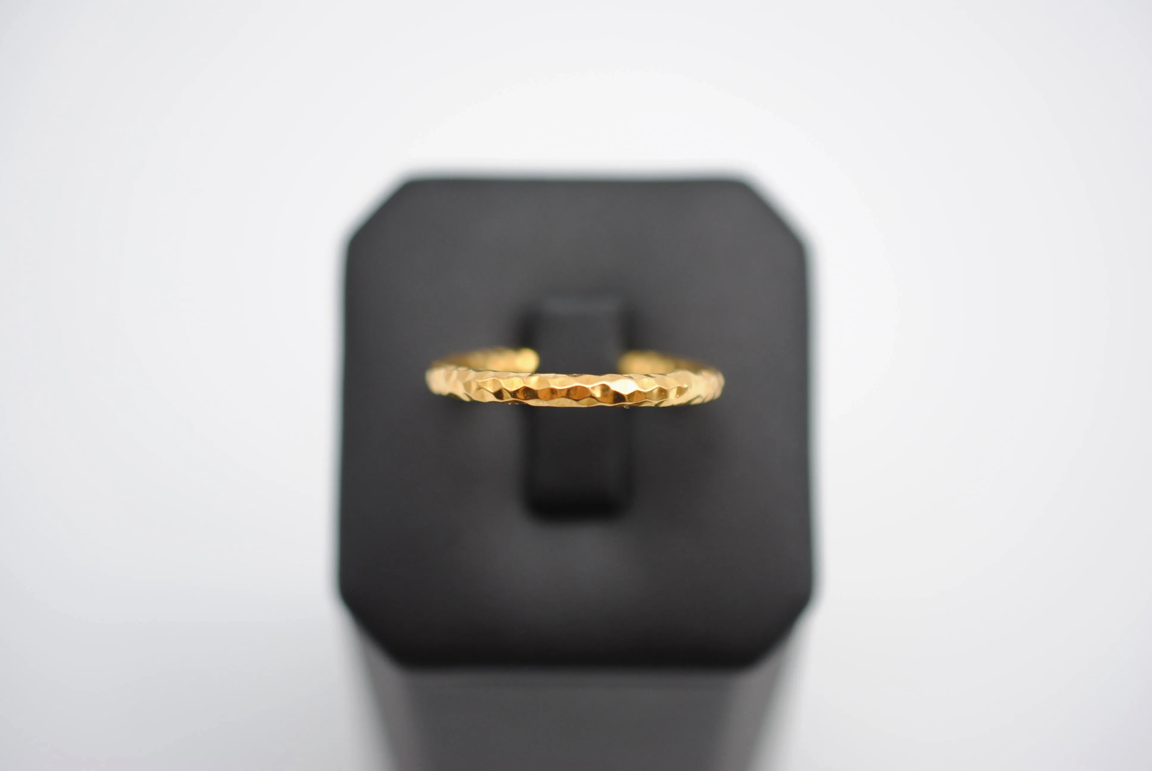 Thick Yellow Gold Sparkle Stacker Ring