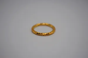 Thick Yellow Gold Sparkle Stacker Ring