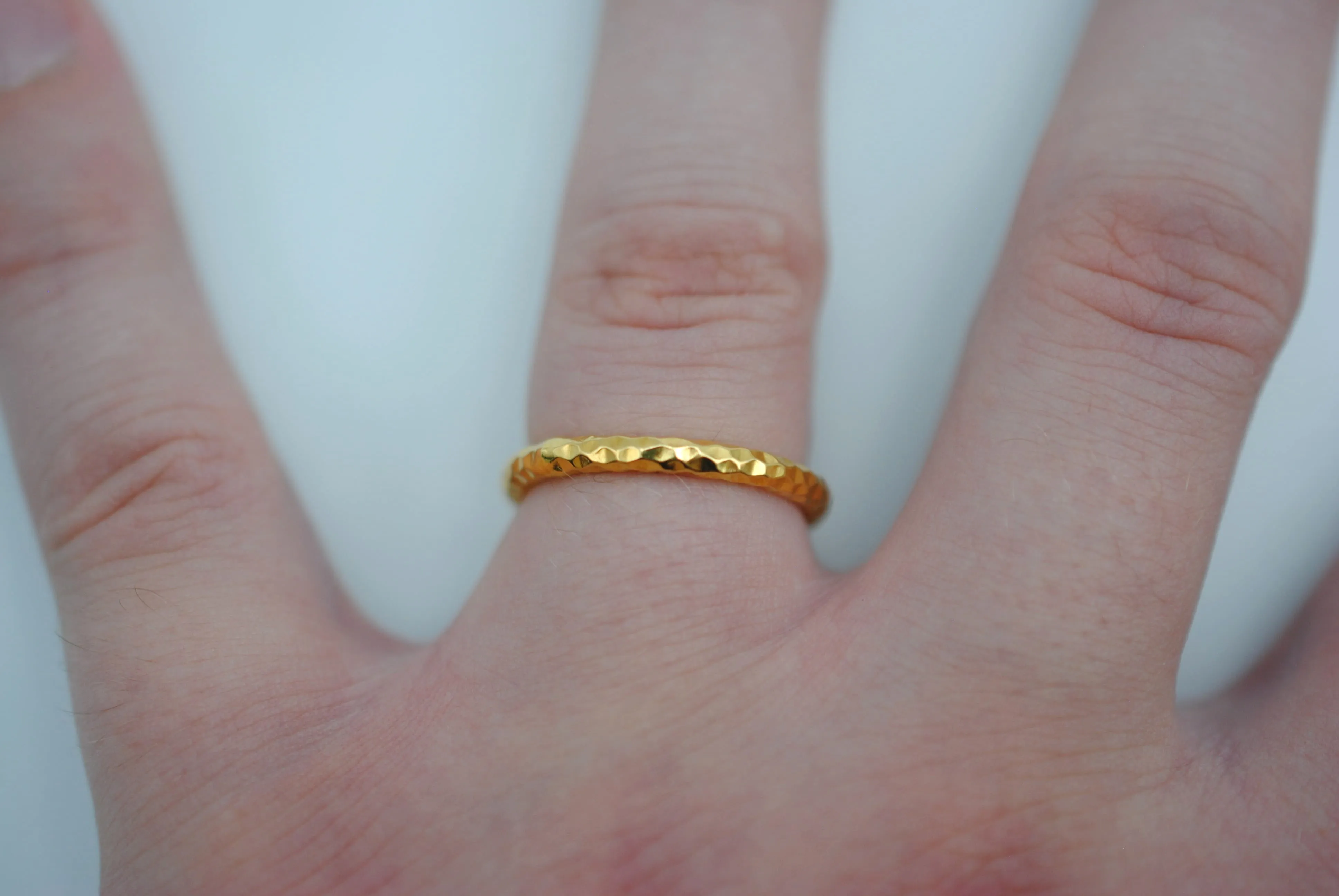 Thick Yellow Gold Sparkle Stacker Ring