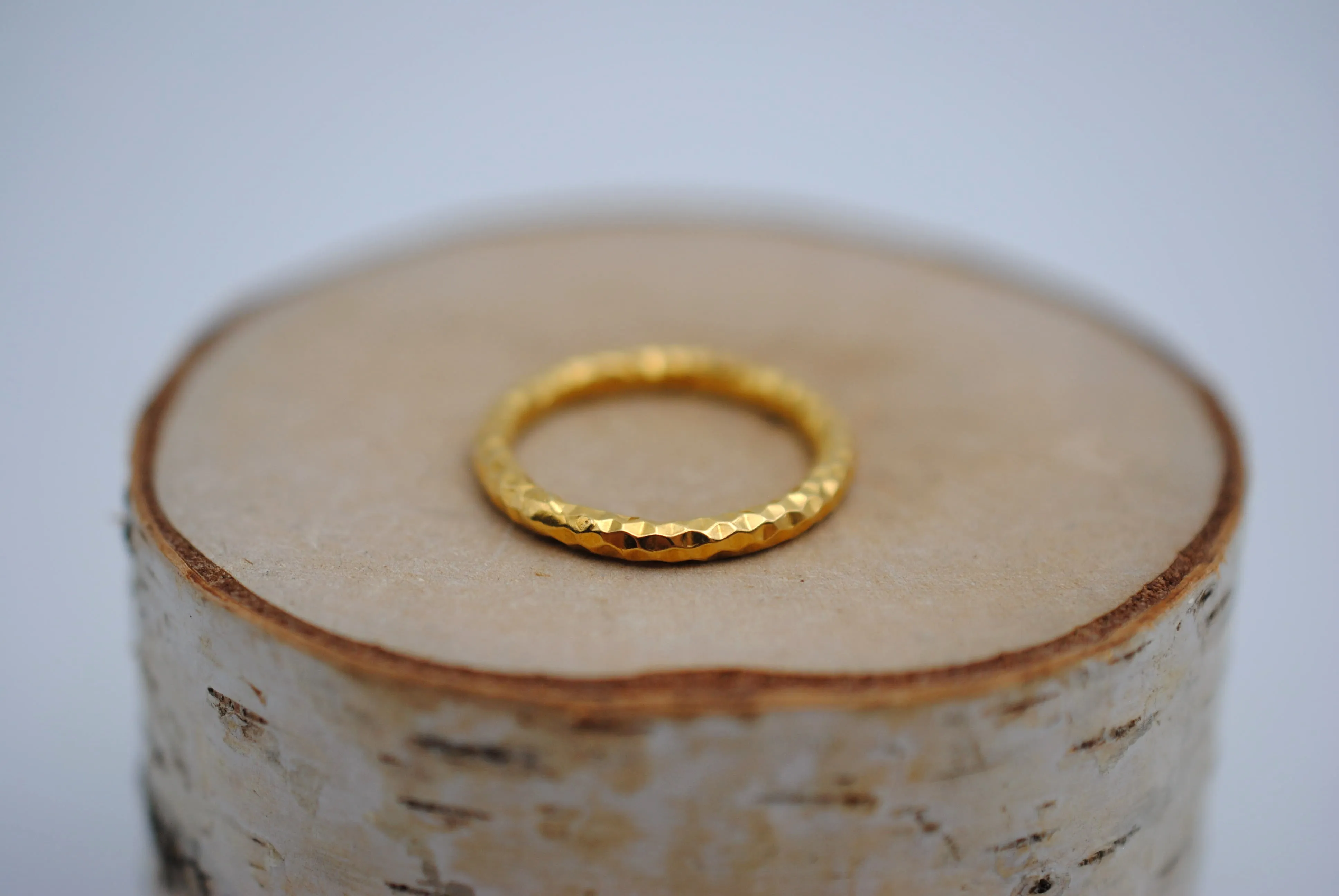 Thick Yellow Gold Sparkle Stacker Ring