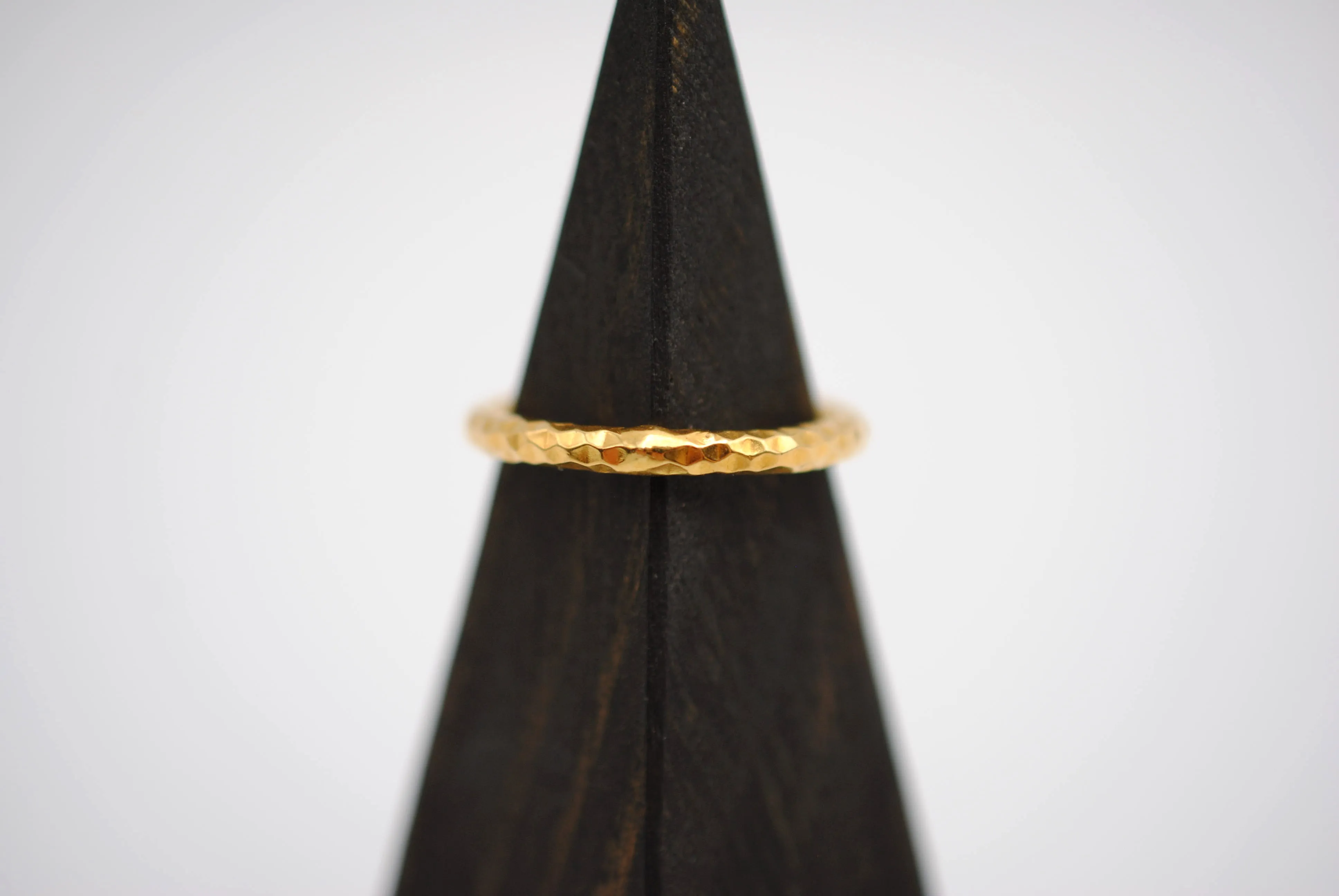 Thick Yellow Gold Sparkle Stacker Ring