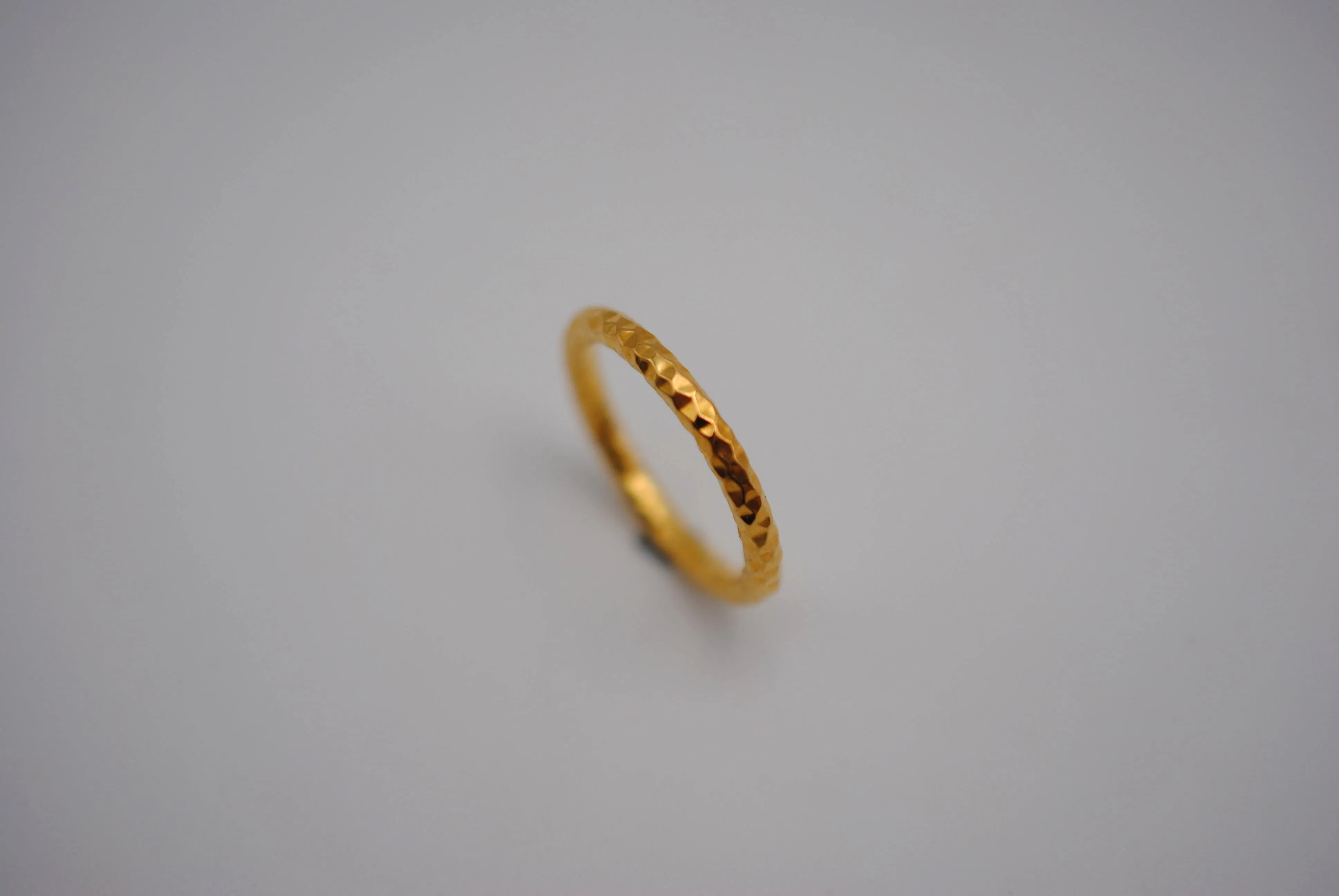 Thick Yellow Gold Sparkle Stacker Ring