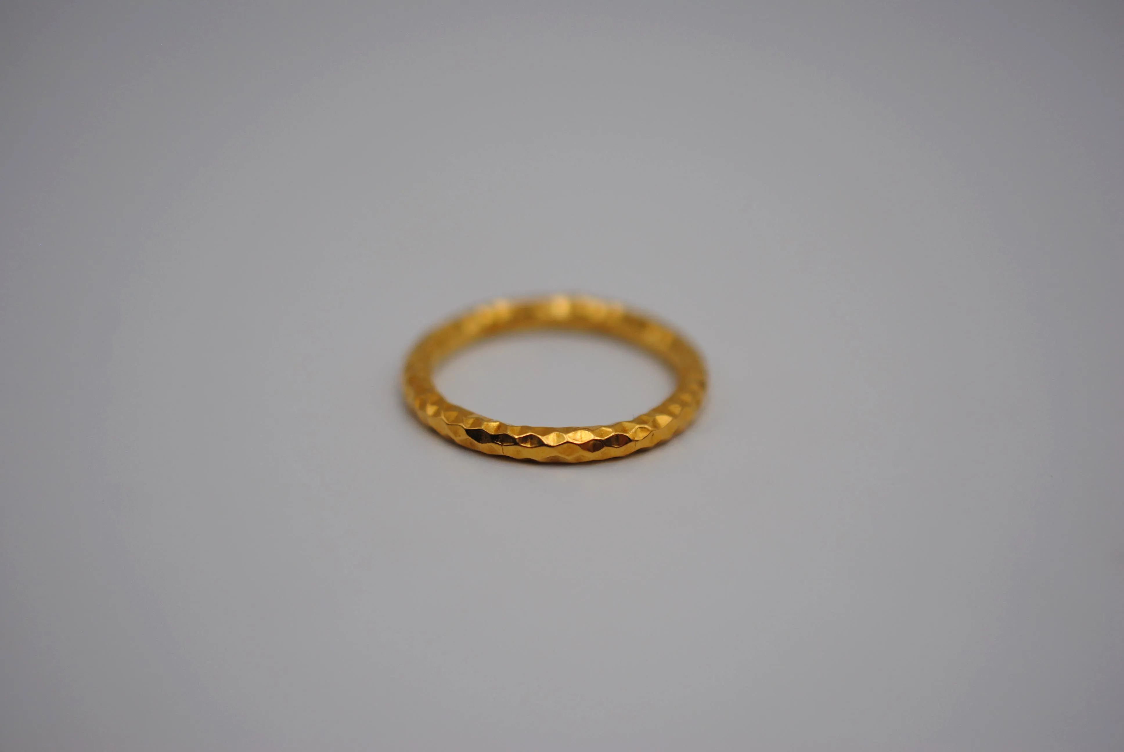 Thick Yellow Gold Sparkle Stacker Ring