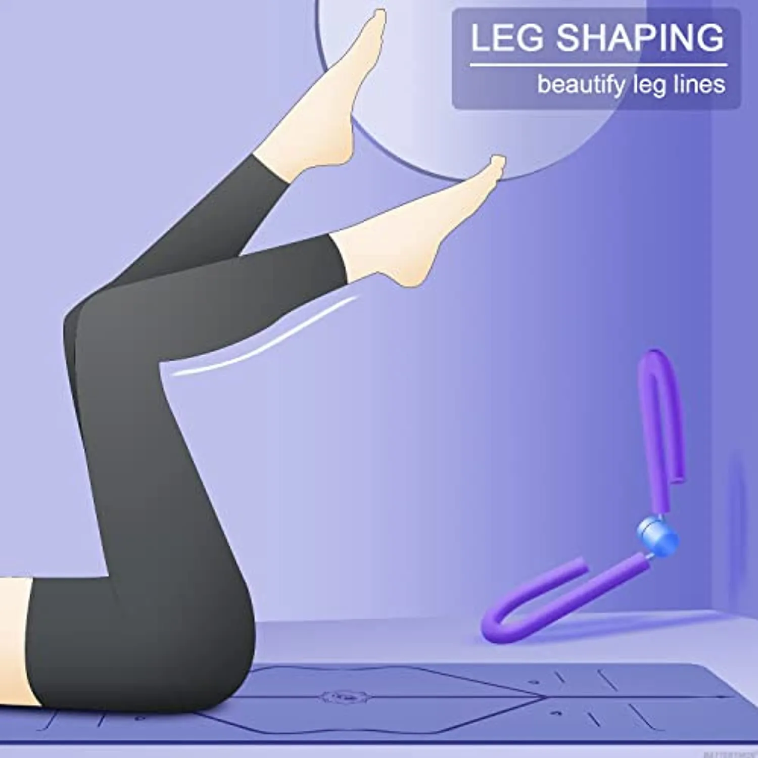 Thigh Master Muscle Fitness Equipment, Bodybuilding Expander, Toning Arm Leg Exerciser for Home Gym Yoga Sport Slimming Training, Thighmaster with One Resistance Band Figure-8