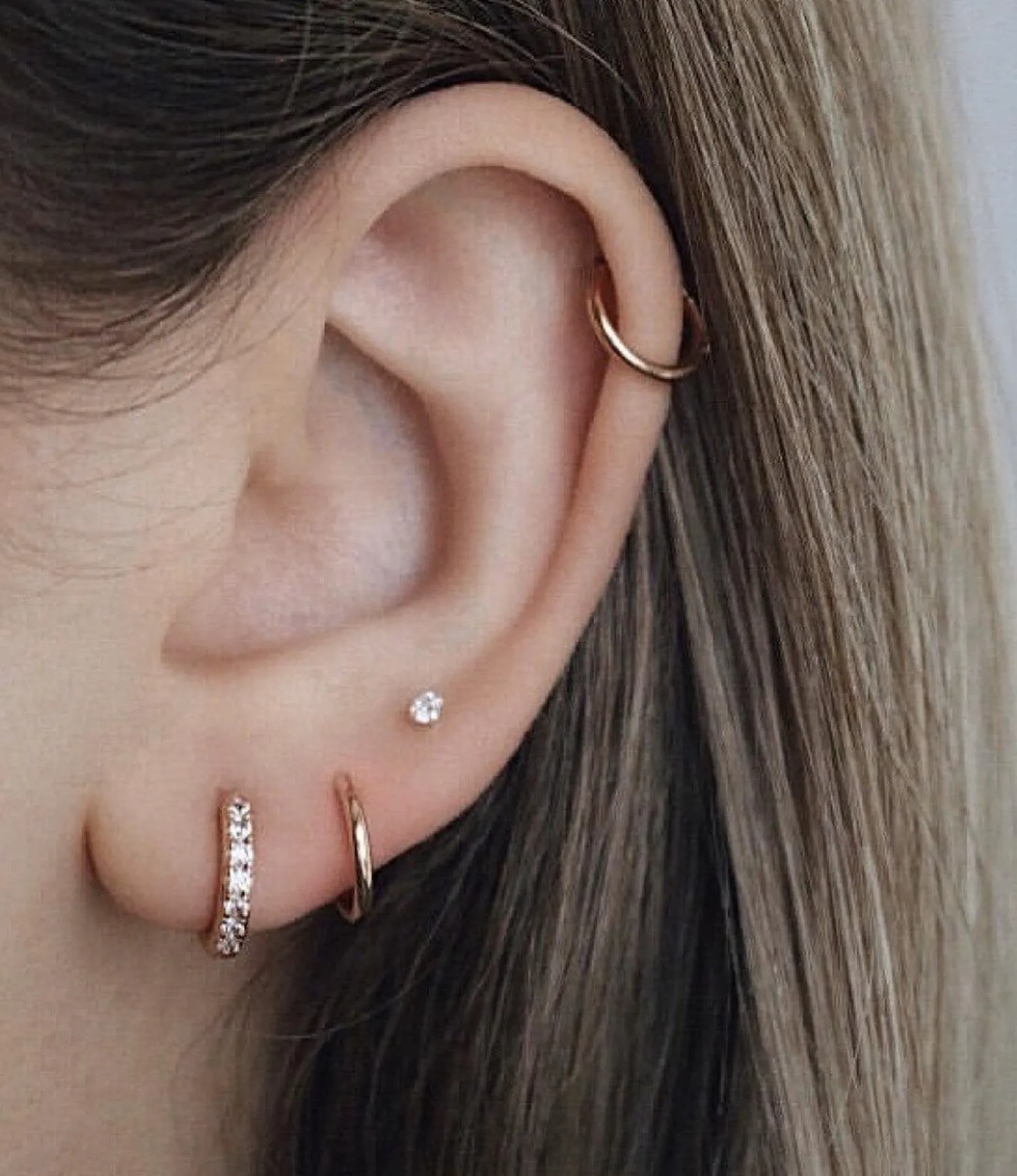 Tiny Solitaire Crystal Stud Earrings (Set of 3)