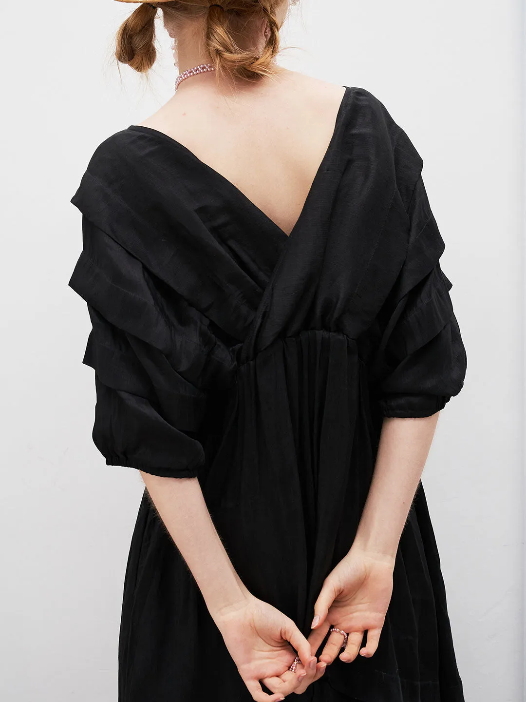 Unlogical Poem V-Neck Silk Flax Dress