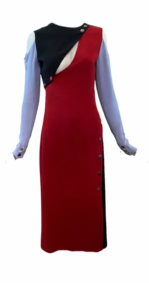 Versace 2013 Color Block Dress with Chrome Snaps, NWT