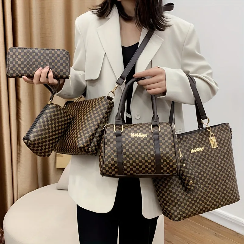 Versatile, Elegant 6-Piece PU Leather Tote/Clutch Sets
