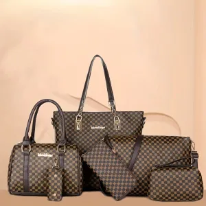 Versatile, Elegant 6-Piece PU Leather Tote/Clutch Sets