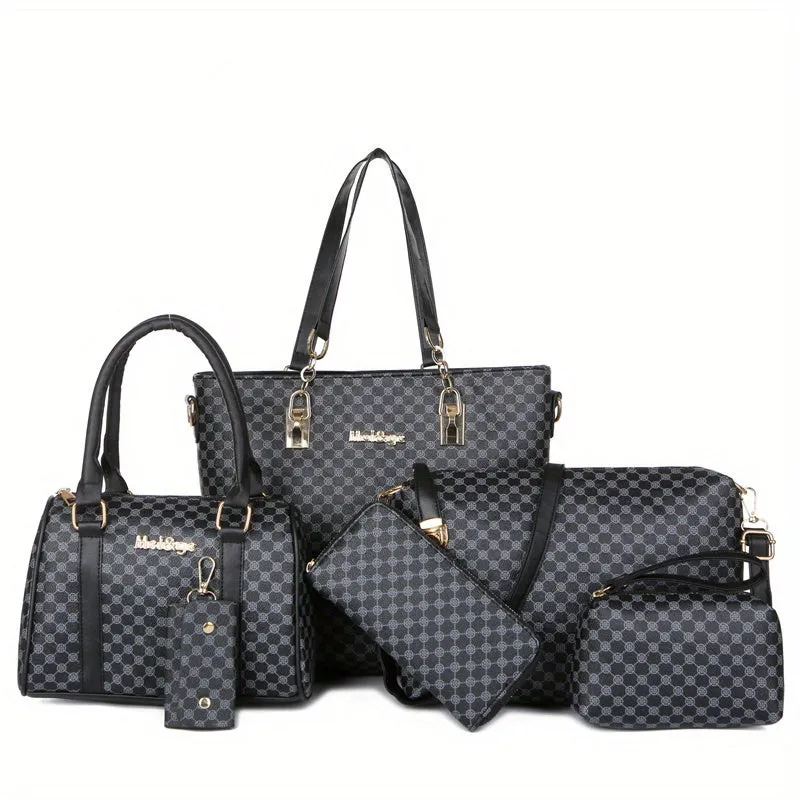Versatile, Elegant 6-Piece PU Leather Tote/Clutch Sets