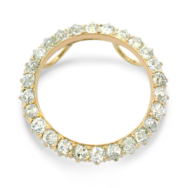 Vintage 14k Yellow Gold Diamond Circle Pendant