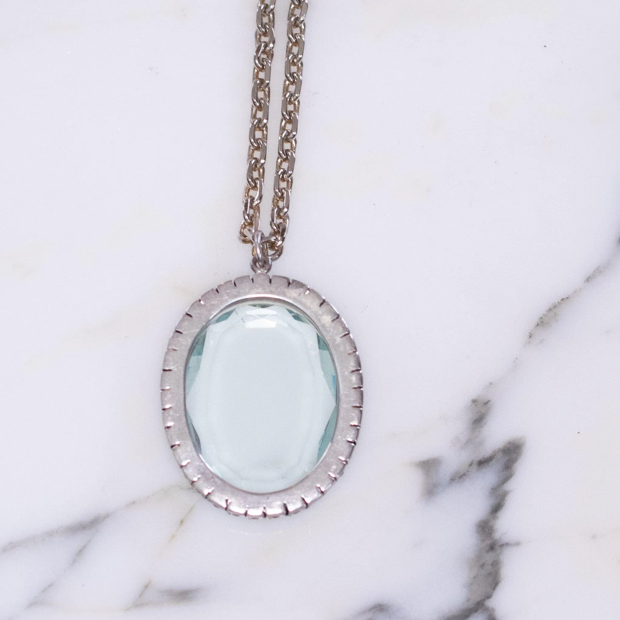 Vintage Aqua Crystal Medallion Pendant