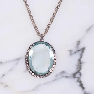 Vintage Aqua Crystal Medallion Pendant