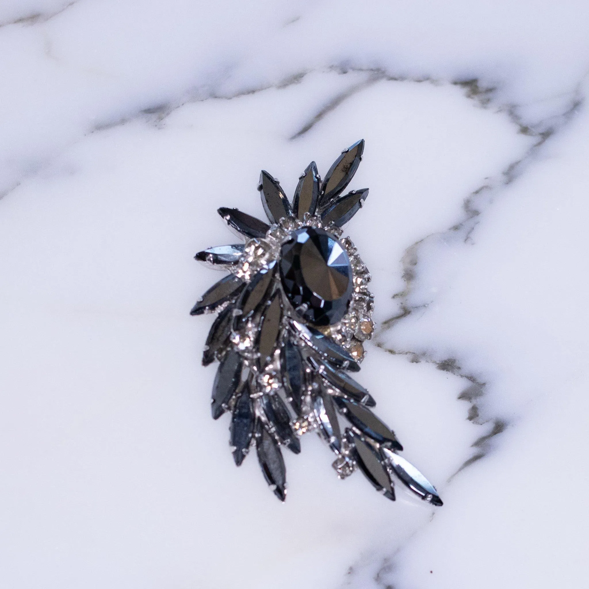 Vintage Juliana Hematite and Smoke Rhinestone Brooch