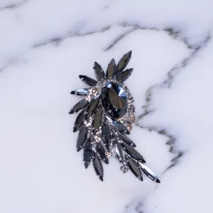 Vintage Juliana Hematite and Smoke Rhinestone Brooch