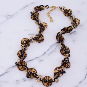 Vintage RJ Graziano Long Chunky Tortoise Lucite Statement Necklace