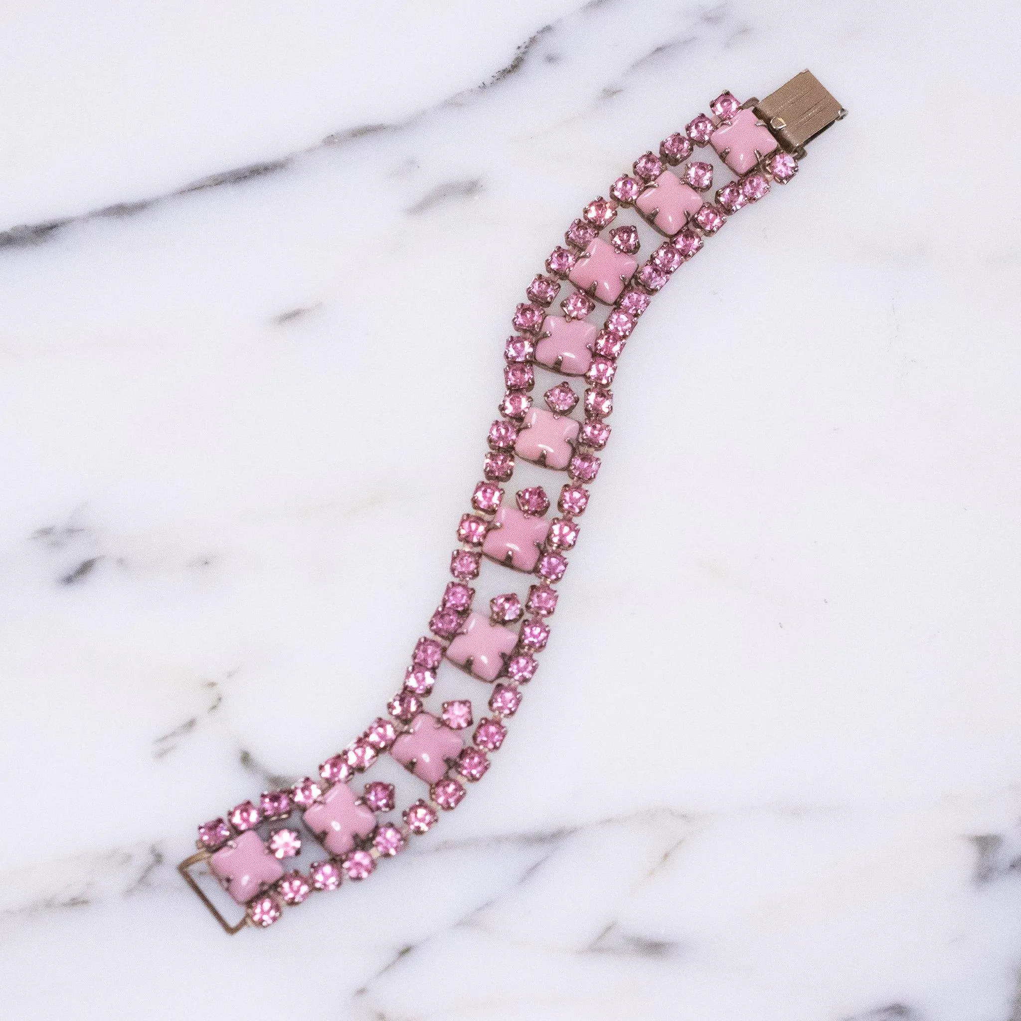 Vintage Shade of Pink Rhinestone Bracelet