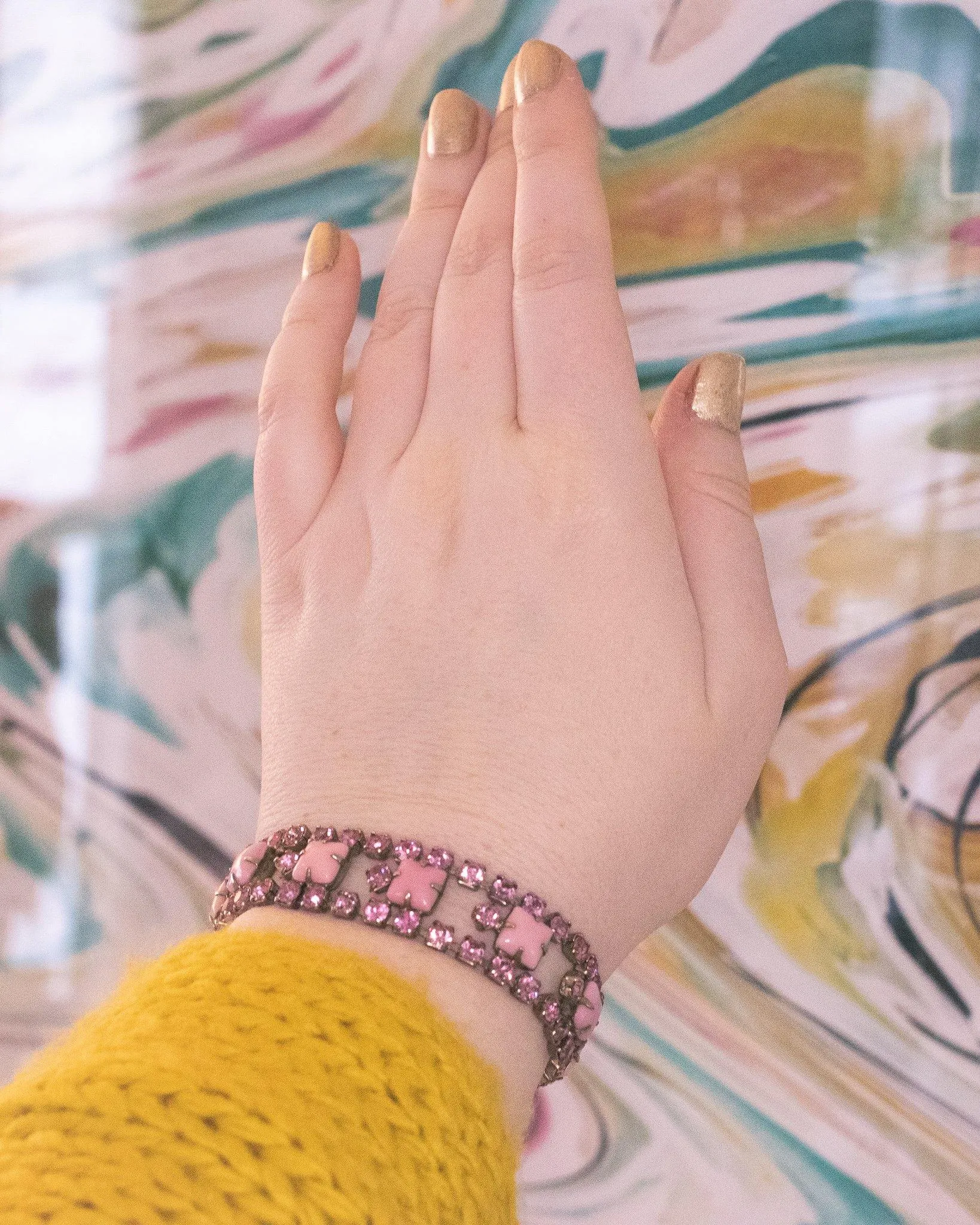 Vintage Shade of Pink Rhinestone Bracelet