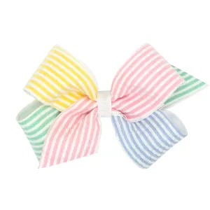 Wee Ones Color Block Seersucker Bow - Multicolored