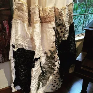 White Curtains With Black Border -  Color Block Curtains - Set of 2