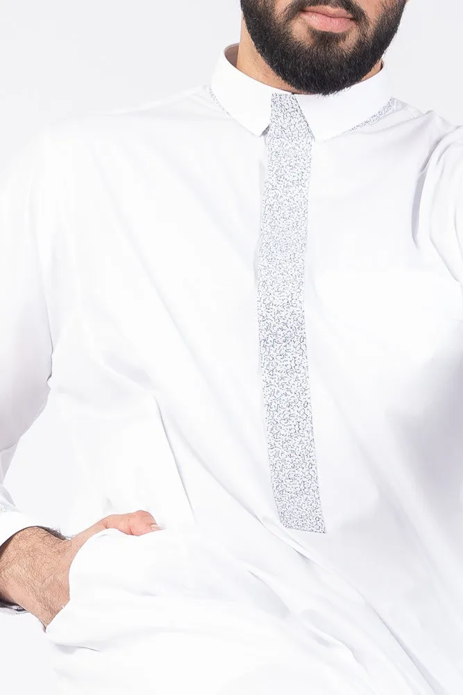 White Retro Print Jubbah