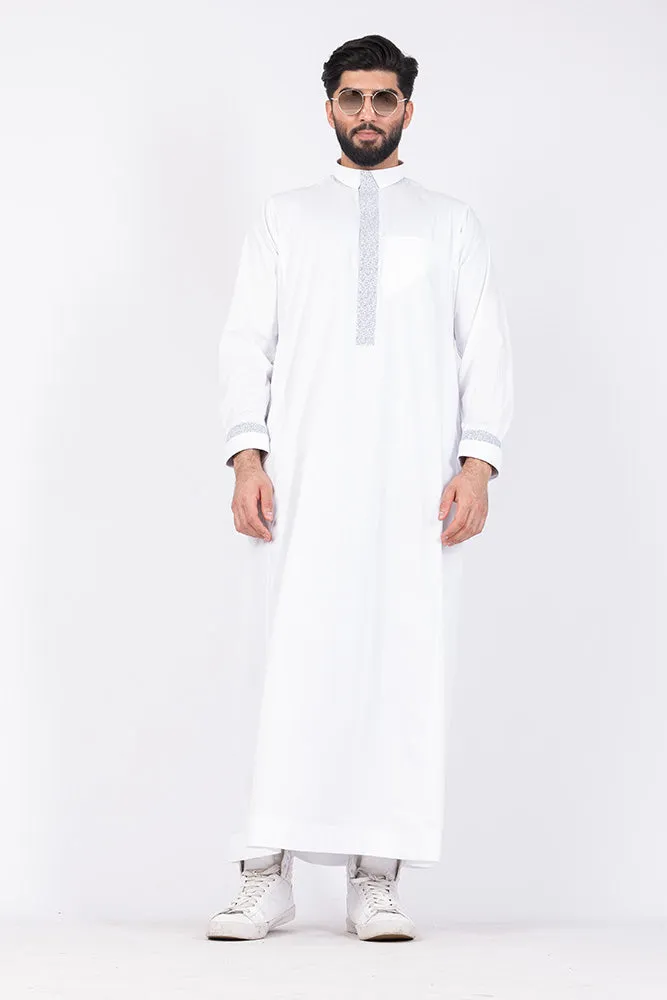 White Retro Print Jubbah