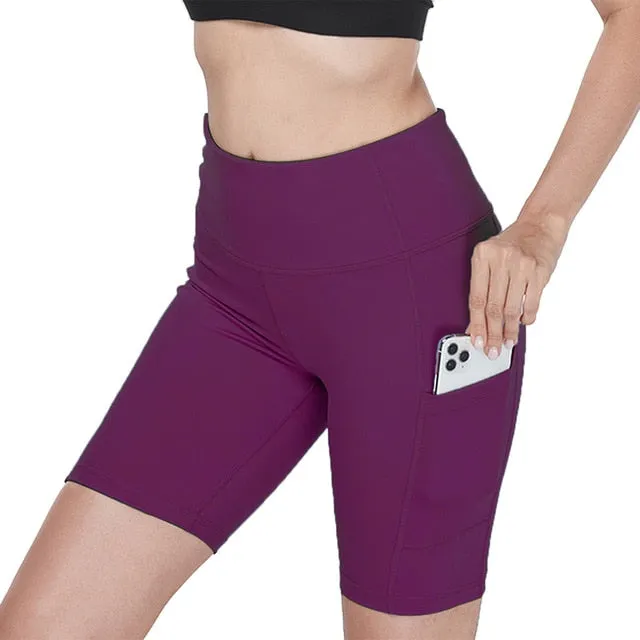 Women High Waist Out Pocket Yoga Short