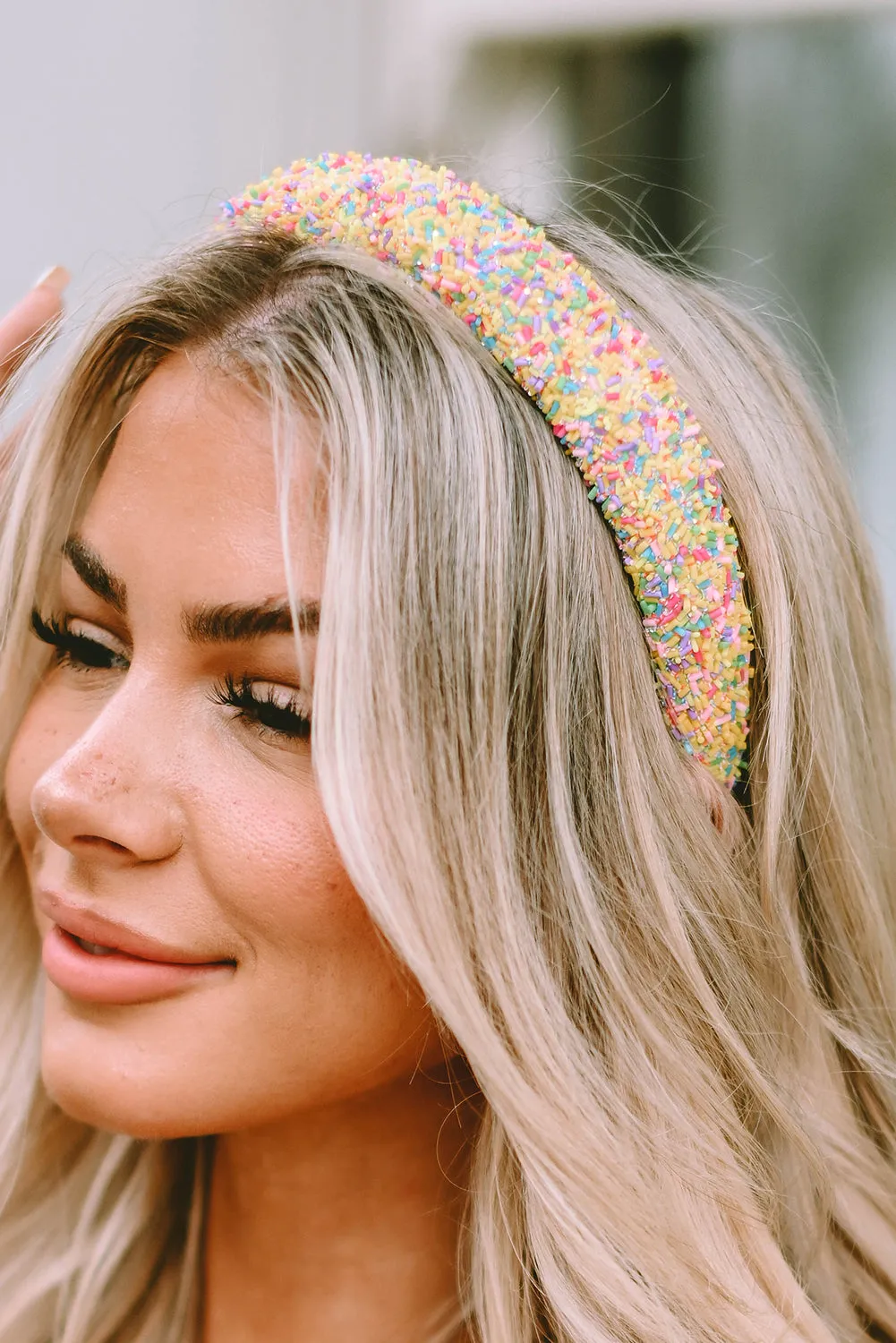 Yellow Cute Sprinkle Color Block Hair Hoop