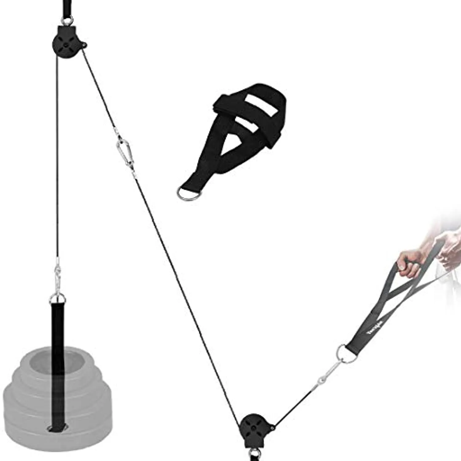 Yes4All Weight Plate Loading Pin 1 inch and 2 inch, Fitness LAT Cable Pulley System Gym, Heavy Duty Gym Equipment For Home with Tricep Rope Cable Attachment