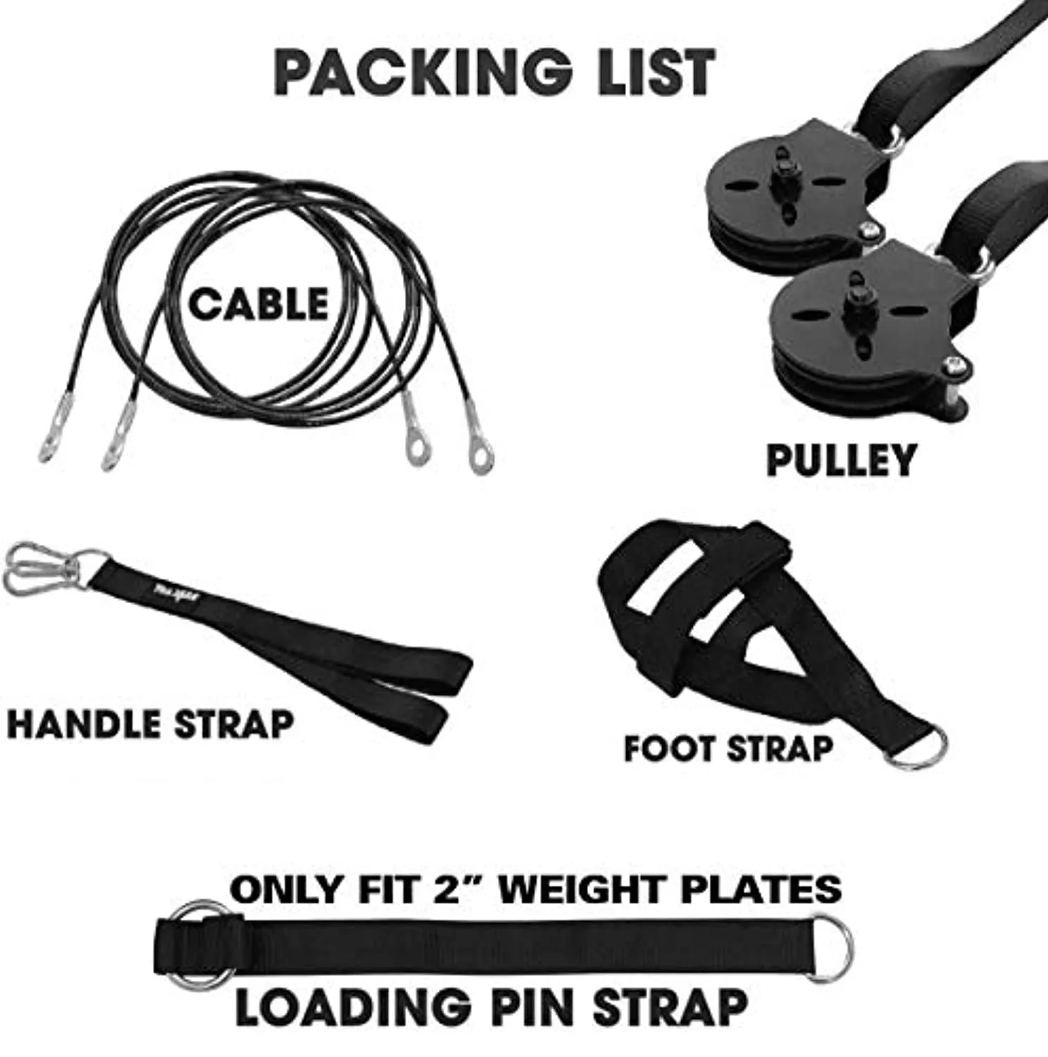 Yes4All Weight Plate Loading Pin 1 inch and 2 inch, Fitness LAT Cable Pulley System Gym, Heavy Duty Gym Equipment For Home with Tricep Rope Cable Attachment